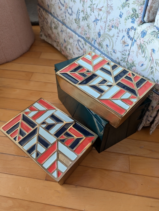Other - Vtg Brass & Enamel Large Nesting Boxes